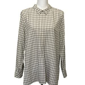 J. Jill white/black windowpane check tunic, large petite, office, classic
